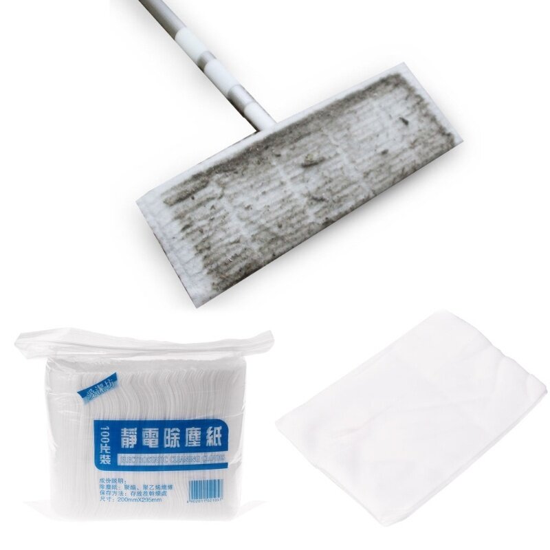 100 unids/bolsa desechables electrostática de eliminación de polvo papel de mopa casa Limpieza de cocina y baño herramientas dropshipping. Exclusivo.