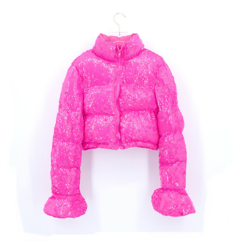 AtxyxtA 퍼퍼 자켓 자른 파카 버블 코트 겨울 여성 새로운 패션 의류 옐로우