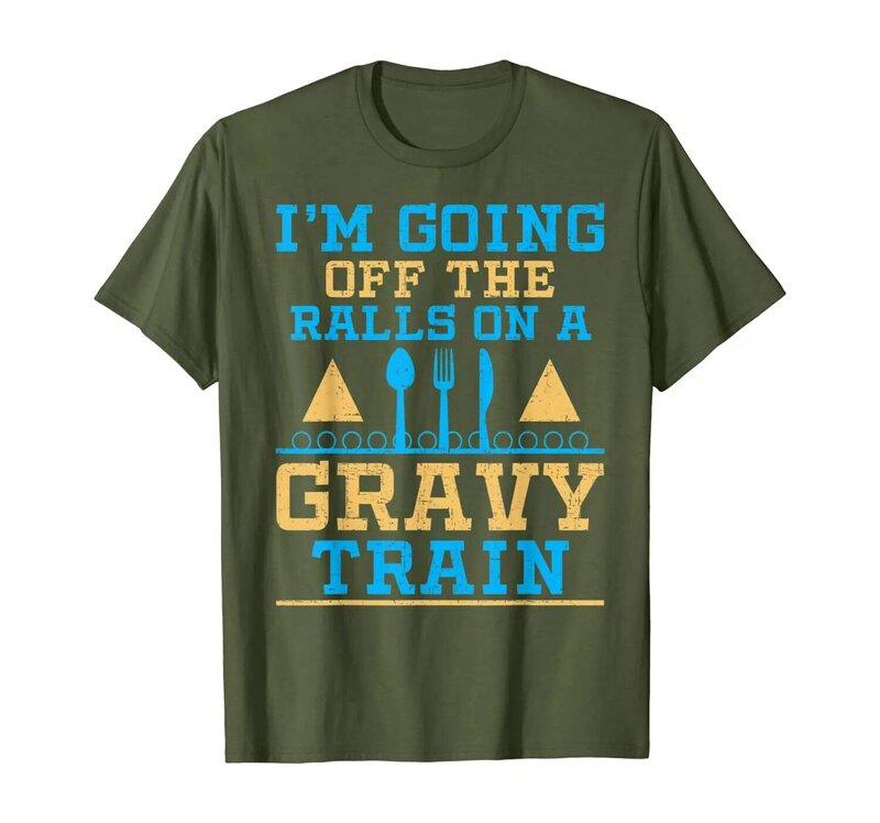Camiseta com trilhos em um trem de gravy, engraçado, ação de graças