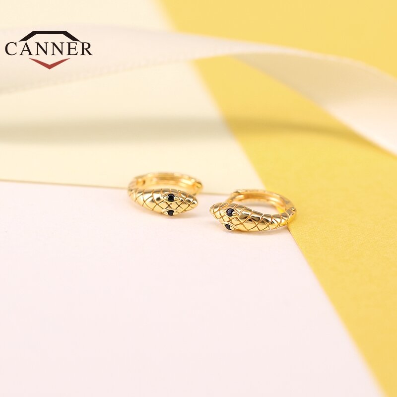 Punk 925 Sterling Perak Kecil Hoop Anting-Anting untuk Wanita Fashion Hewan Ular Berbentuk Emas Perak Anting-Anting Perak 925 Perhiasan