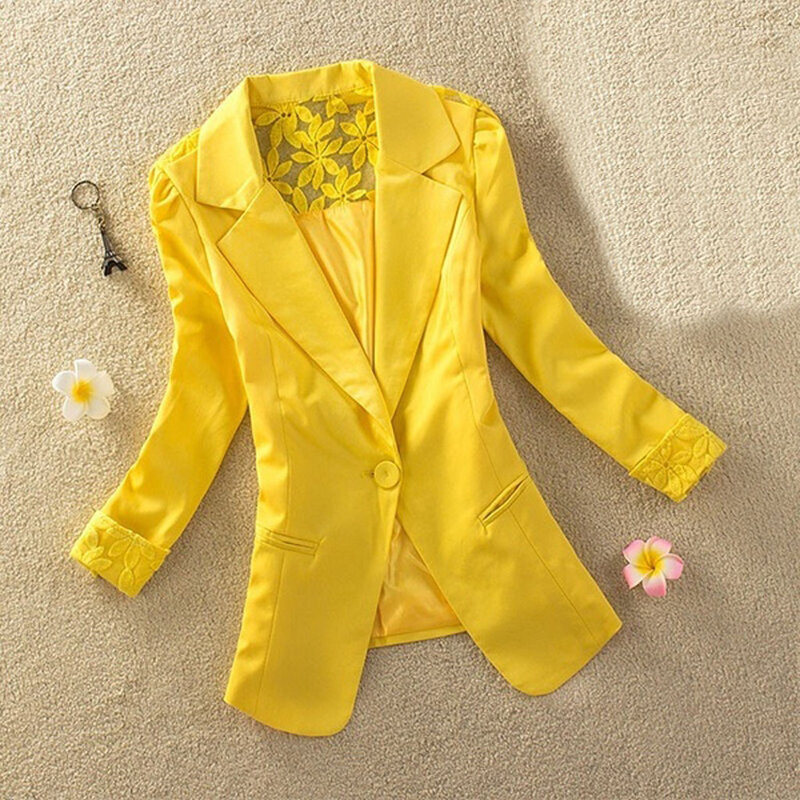 Chaqueta amarilla de talla grande para mujer, chaqueta Formal para mujer, abrigo blanco para mujer, traje para mujer de oficina, 2021