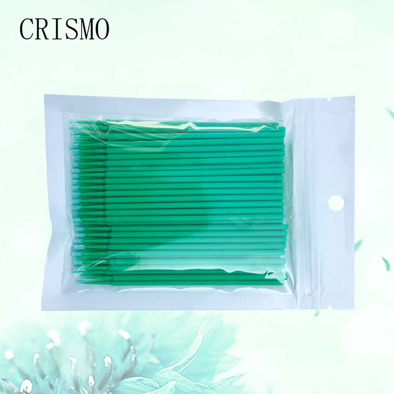 Crismo 100 個使い捨て綿棒まつげブラシクリーニング綿棒まつげエクステンションラッシュ除去ツールマイクロマスカラブラシ