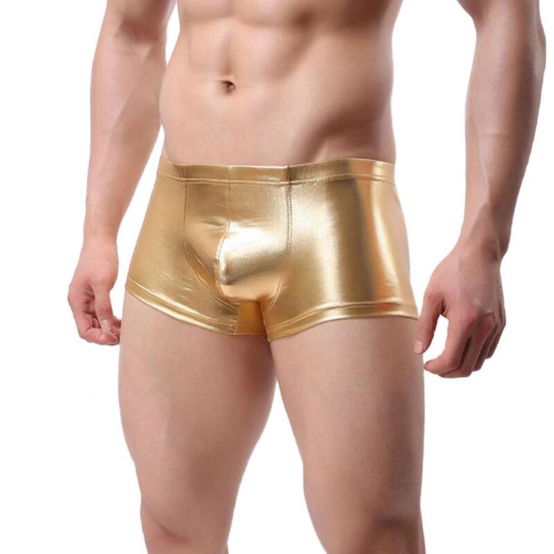 Boxer shorts homem sexy cueca boxer para hombre moda clube dos homens de couro patente boxers u convexo cueca shorts