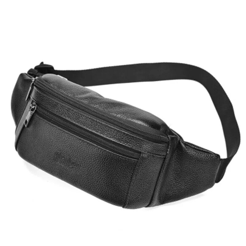 Novo saco de cintura de couro masculino multi-função saco do telefone móvel cabeça camada corpo saco masculino peito bolsa de ombro
