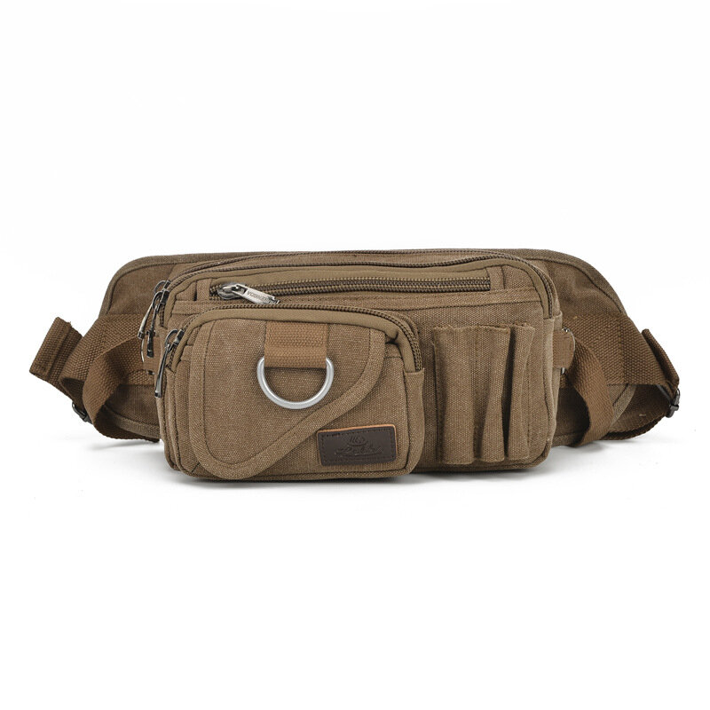 JCHENSJ – sac de ceinture en toile pour homme, sacoche décontractée de grande capacité avec plusieurs poches, sac de mode solide pour l'extérieur