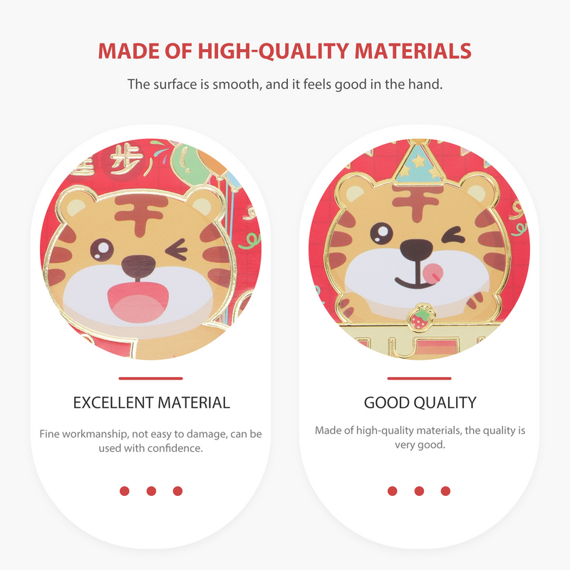 Enveloppes traditionnelles rouges tigre pour le nouvel an chinois, 48 pièces