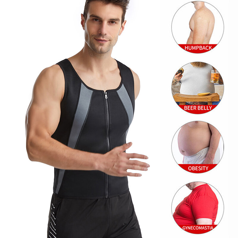 Camisa masculina suor sauna tanque topos corpo shapers cintura trainer emagrecimento colete de fitness barriga espartilho shapewear esportes corpo shaper mais