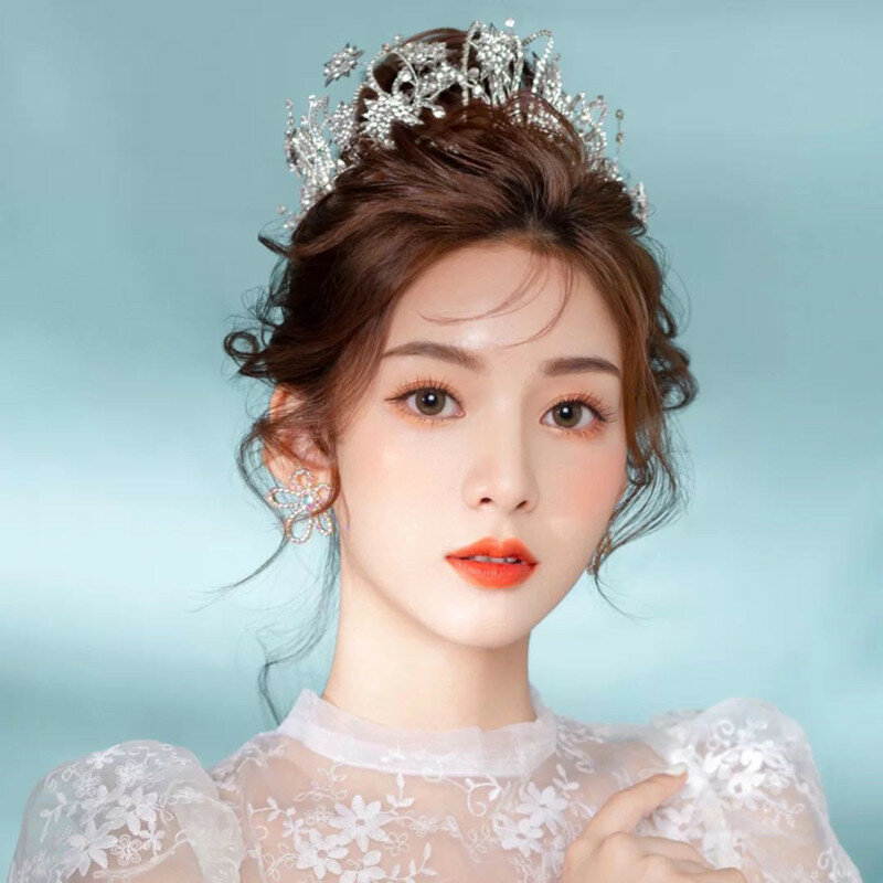 Diadem-퀸 세아네라 파티 티아라 크리스탈 신부 라인석 왕관 머리 장식 헤어밴드, 웨딩 액세서리