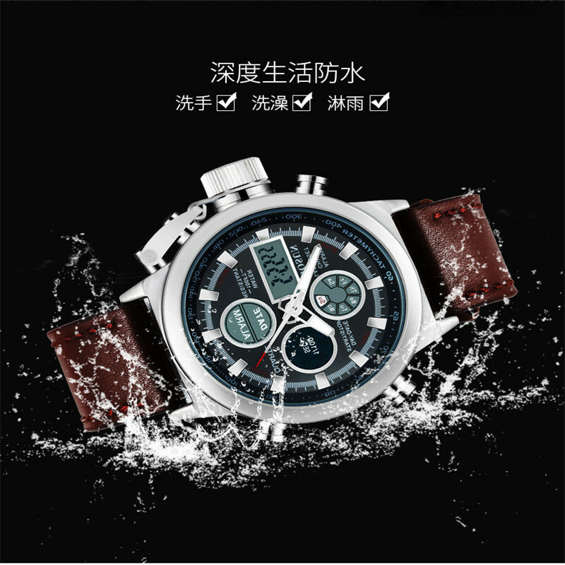 Часы KMQI мужские наручные в стиле милитари, роскошные водонепроницаемые спортивные, с двойным дисплеем