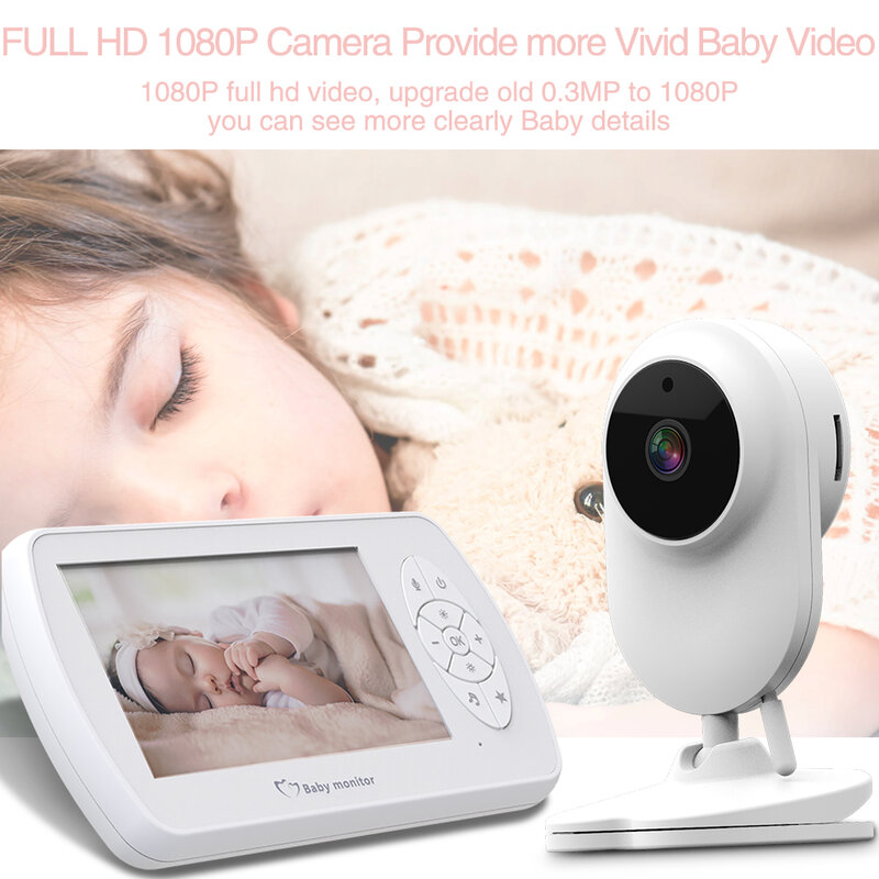 1080P อิเล็กทรอนิกส์จอภาพเด็ก Nanny กล้อง Mini บันทึกเสียงทารกกล้อง4.3 ''กล้องวิดีโอ
