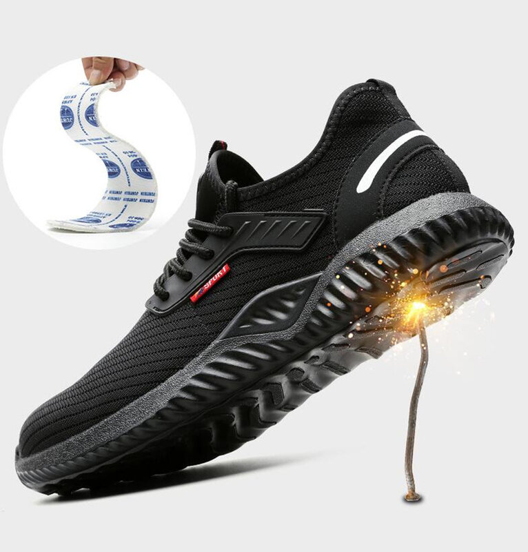 Sapatos indestrutíveis homens sapatos de trabalho de segurança com aço toe cap puncture-proof botas leves tênis respirável dropshipping