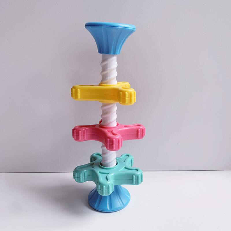 Petite tour rotative arc-en-ciel pour bébé, jouet amusant à empiler, graphique coloré, interaction parent-enfant, cadeau de noël