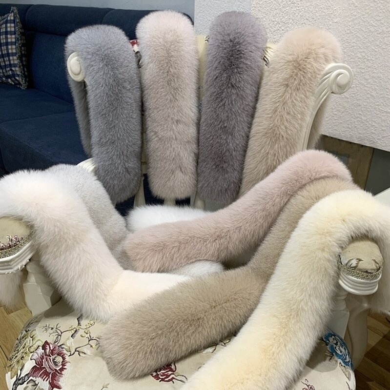 Bufanda de piel de zorro auténtica para mujer, bufandas de piel auténtica y cálida a la moda, calentador de cuello de zorro Natural, invierno, 2021
