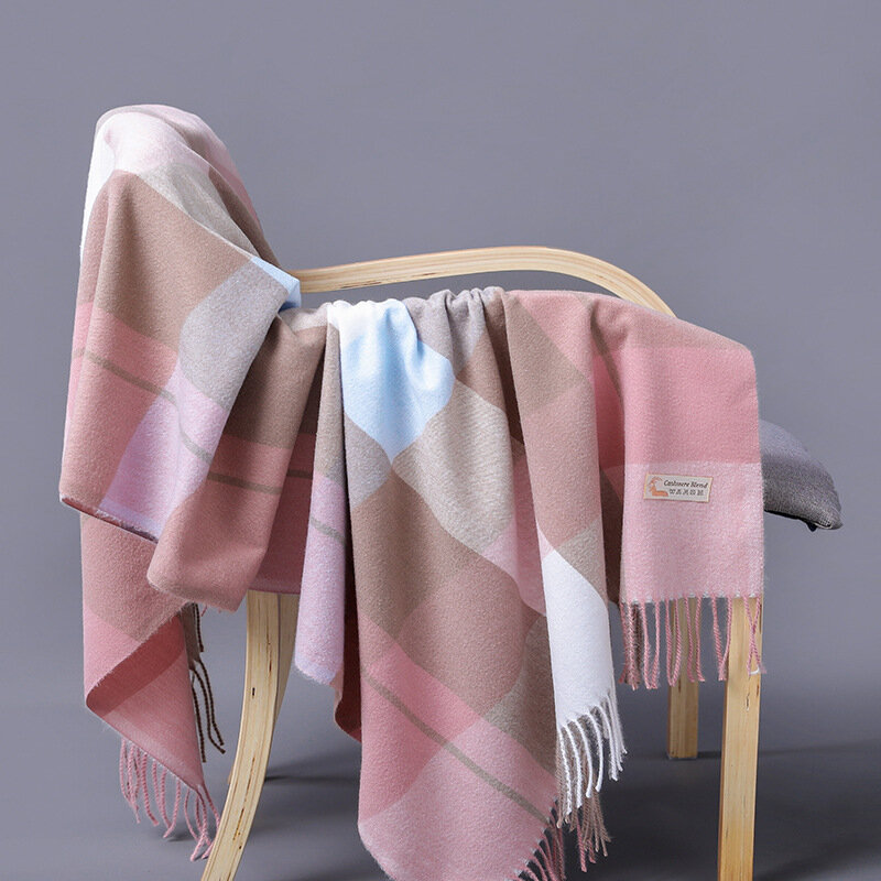 Outono inverno quente cashmere cachecóis de alta qualidade longo borlas xales design marca pashmina masculino xadrez cachecol feminino foulard
