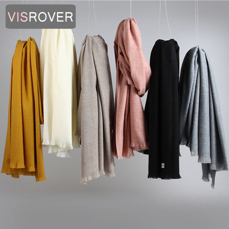 Visrover 25 Colorway Effen Winter Sjaal Voor Vrouwen Mode Vrouwelijke Sjaal Kasjmier Handfeeling Winter Wrap Warme Herfst Hijab Gift
