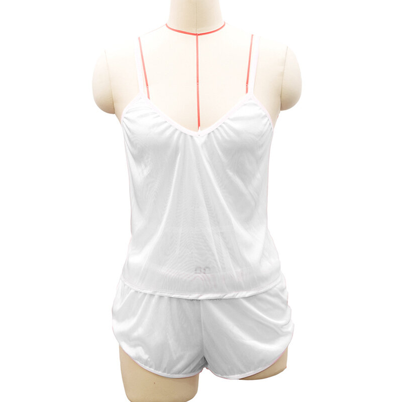 2 PCS Womens Sleepwear Satin Pajama Cami Set Silk Solid Nightwear Lingerie NYZ Shop