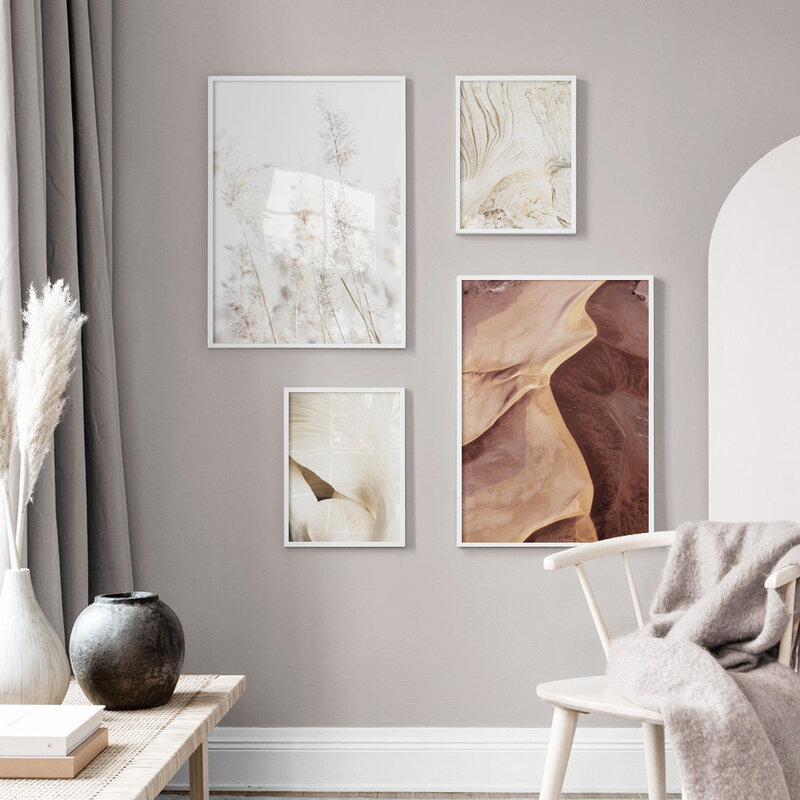Cuadro sobre lienzo para pared de niña, Flor de trigo, planta con hojas carteles nórdicos e impresiones de paisaje, imágenes de pared para decoración para sala de estar
