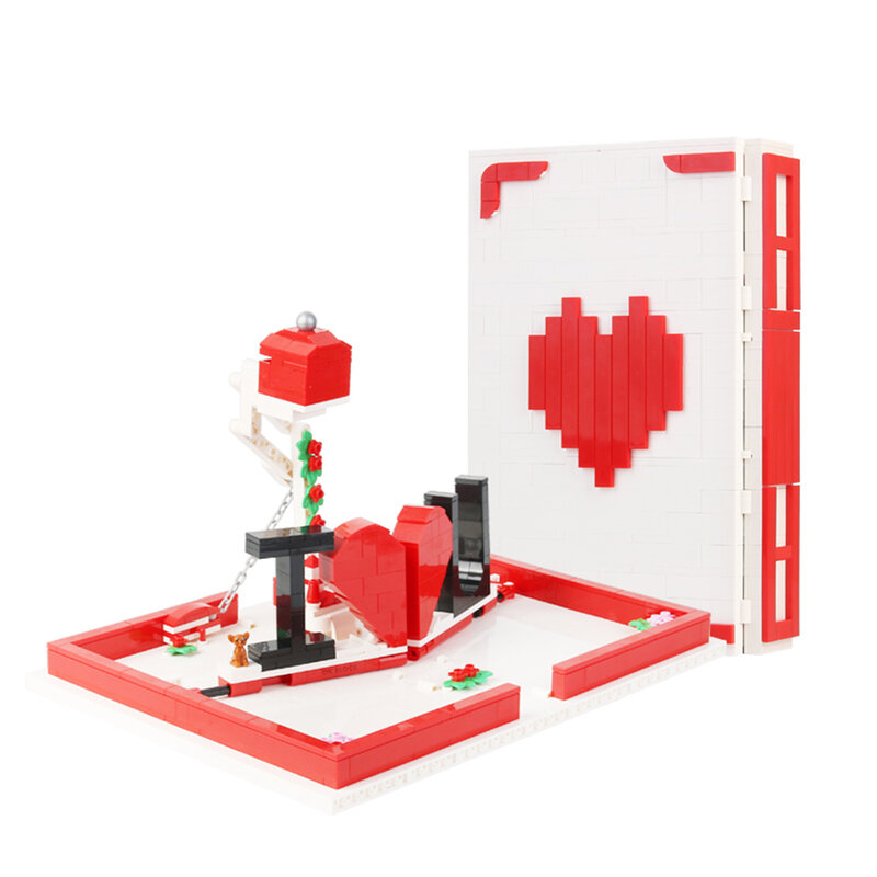 Blocs de construction MOC, thème ville saint-valentin, 662 pièces, livre de communion pour amoureux, briques, cadeaux de Romance, jouets pour filles, amies