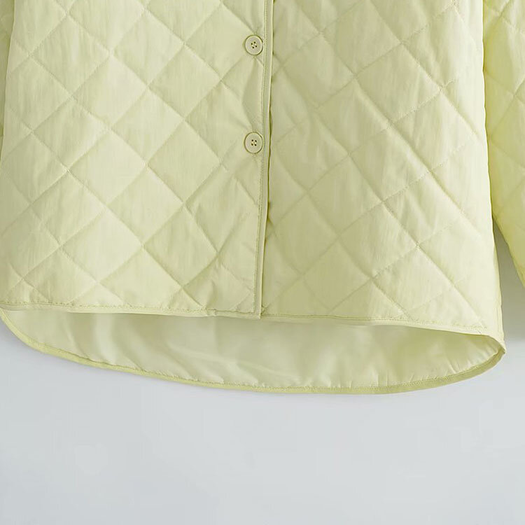 Chaqueta de algodón de manga larga para mujer, Chaqueta de algodón de un solo pecho con cuello en V, Color sólido, novedad de otoño 2021