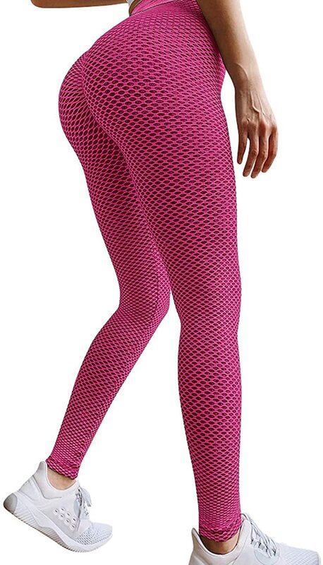 ผู้หญิง Jacquard Honeycomb ฟิตเนสกางเกงพีชสะโพกสูงเอวฟิตเนสกระชับ Yoga กางเกง