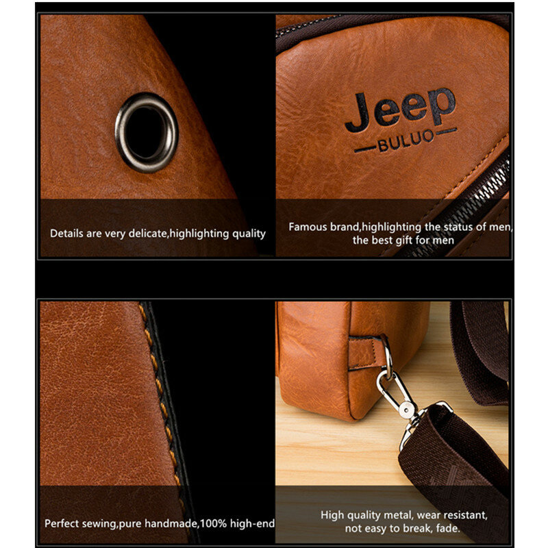 Jeep Eduo-男性用多機能バッグ,ファッショナブルなショルダーバッグ,チェストバッグ