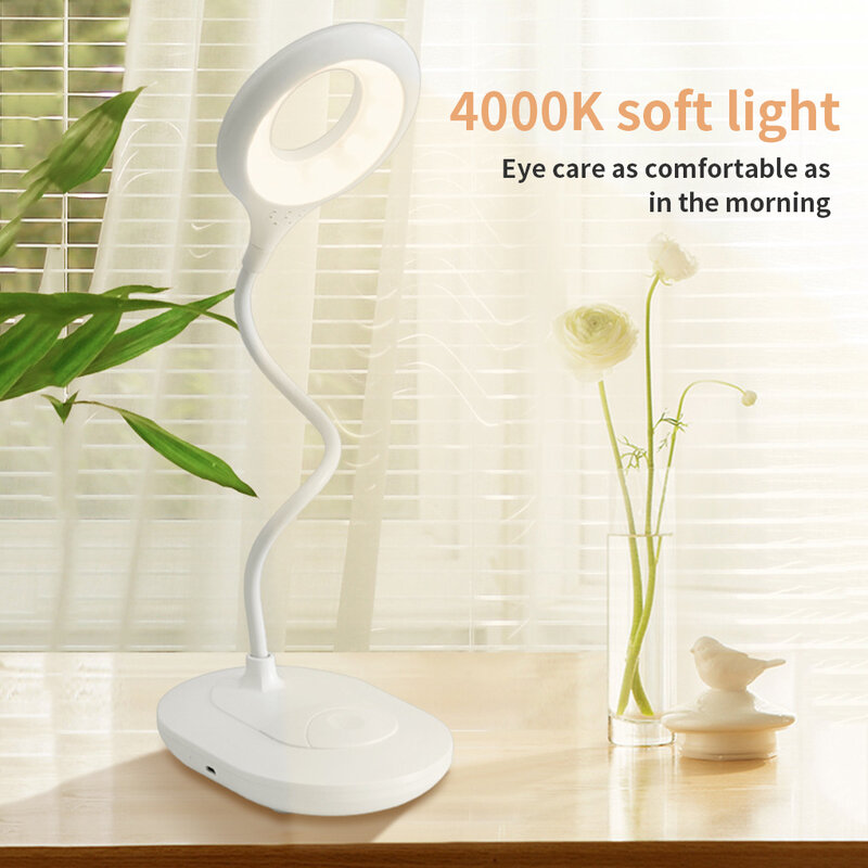 Lámpara de mesa Led creativa con forma de elefante, luz de mesa de aprendizaje ajustable con temperatura de tres colores, enchufe de carga, de doble uso