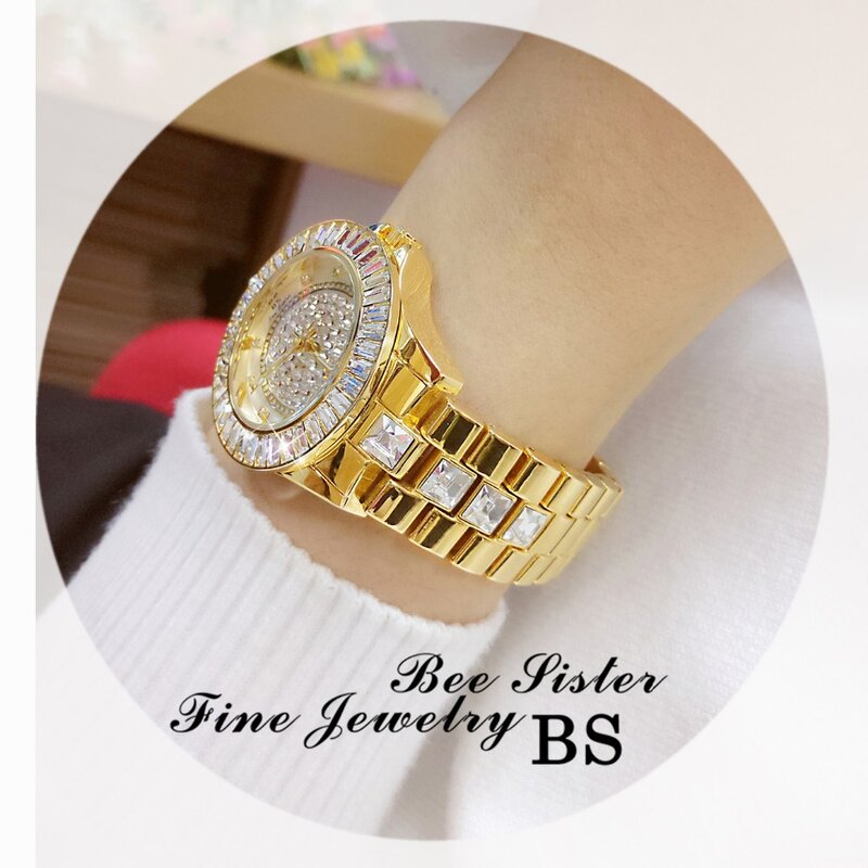 Relojes de lujo de acero inoxidable con diamantes para Mujer, pulsera de vestir informal, a la moda