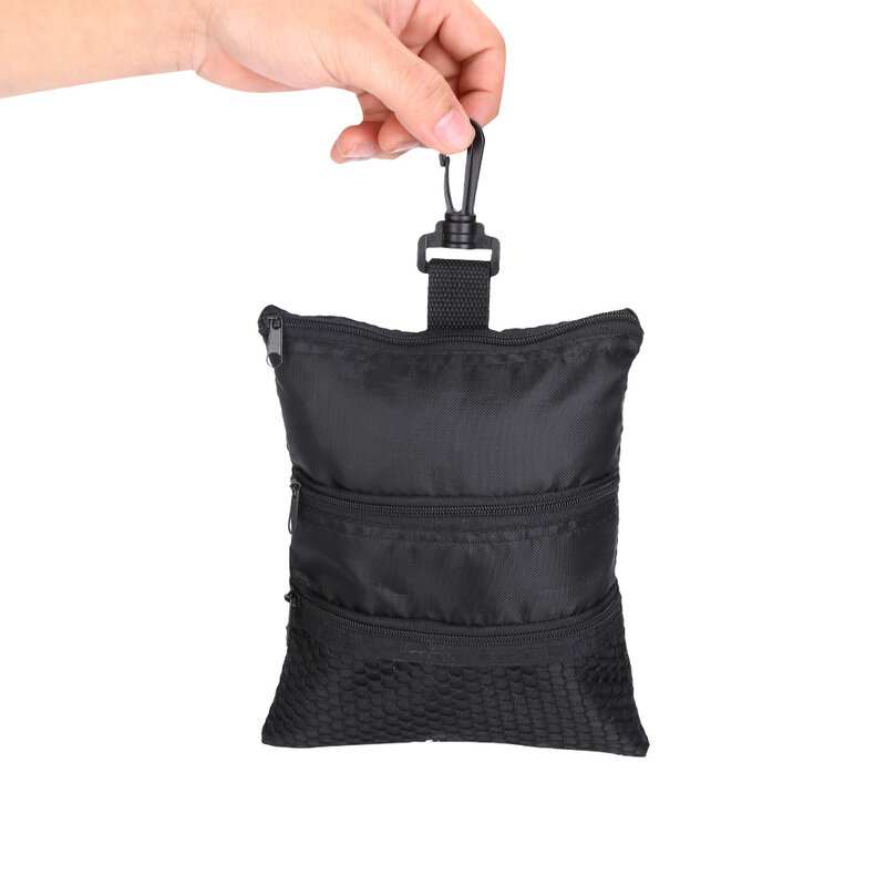 Bolsa de mano con cremallera negra, accesorios de bola portátil, multibolsillo