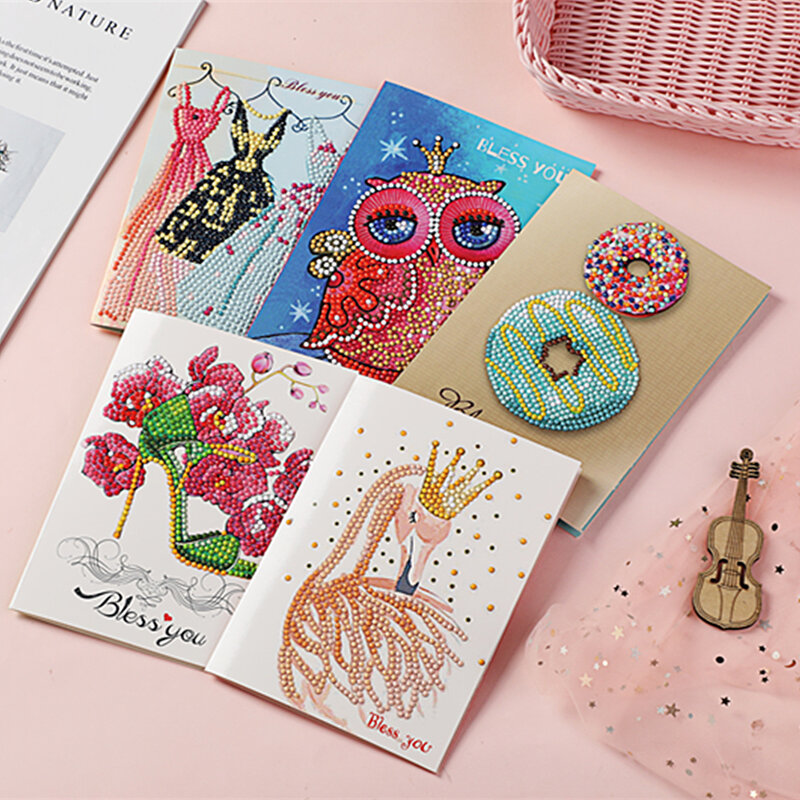5d Diamond Painting Valentine Greeting Card Party Cards Embroidery Birthday Paper DIY Greeting Postcards Cartoon Kids Gift