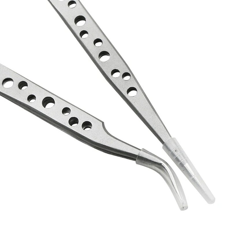 Pinzette perforate nti-statiche fai-da-te in acciaio inossidabile strumenti di manutenzione pinzette diritte curve di precisione industriale strumenti di riparazione