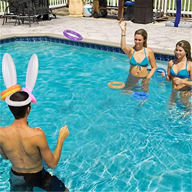 Kuulee Ostern Aufblasbare Bunny Kaninchen Ohren Hut mit Ringe für Spiel Prop