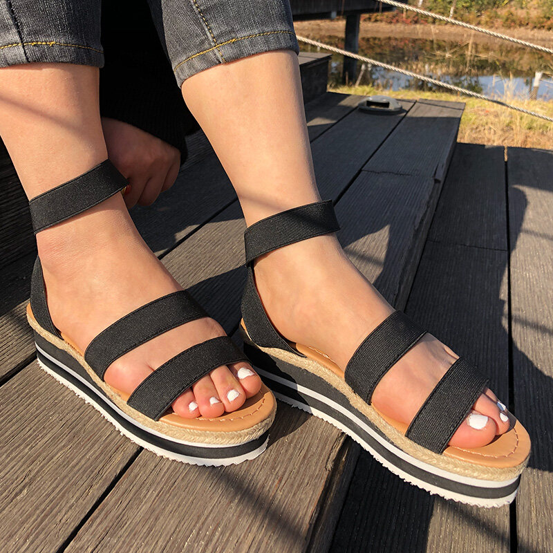 Туфли MCCKLE женские на платформе, конопляная обувь карамельных цветов, повседневные, без застежки, с перекрестными ремешками, на лето