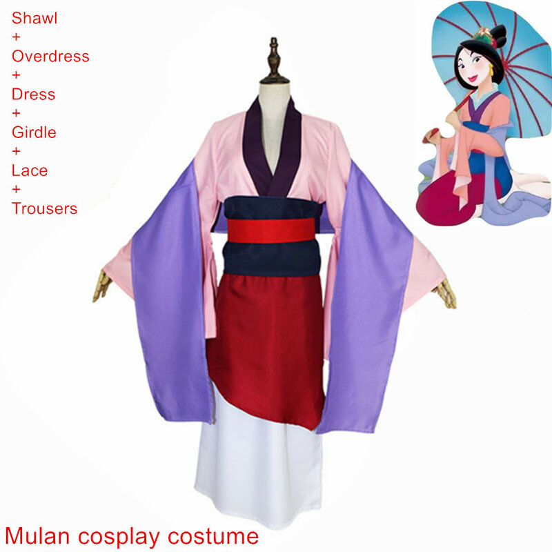 Wreck It Ralph 2 Hua Mulan Dress Blue /red Dress Princess Dress kids adult Cosplay Costume Halloween stage costumes