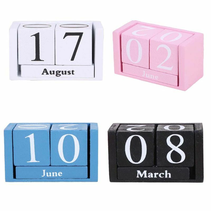 Calendario perpetuo de madera Vintage, bloques eternos, indicador de fecha, accesorios de escritorio, accesorios de fotografía, decoración para el hogar y la Oficina