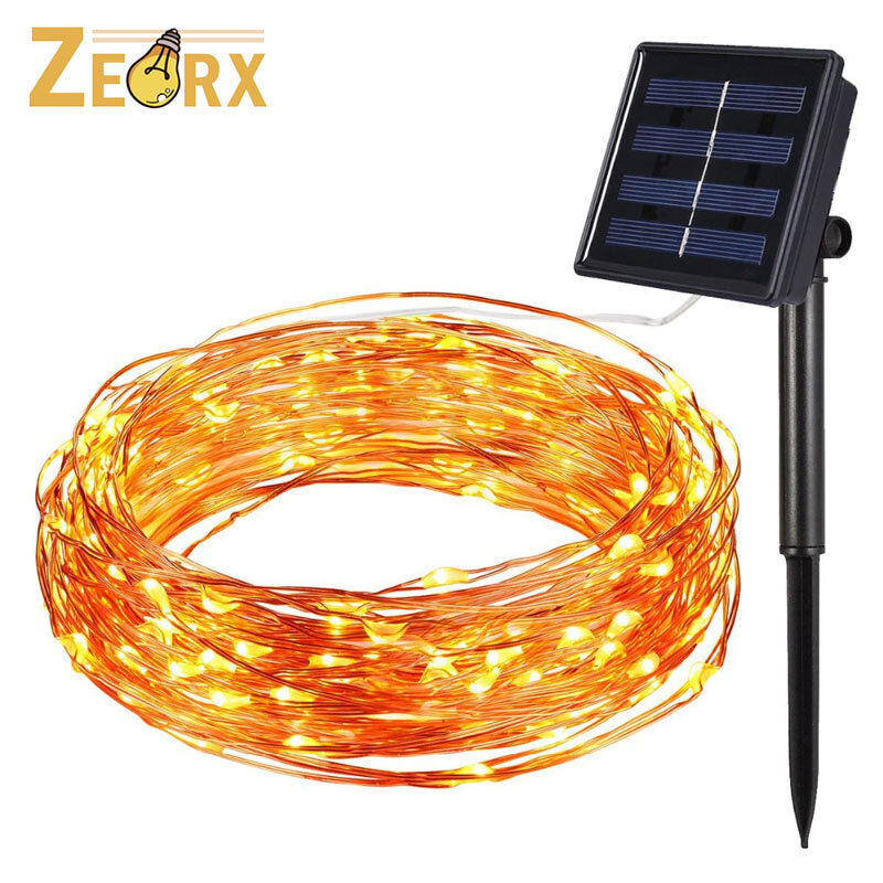10m/20m 100/200 LEDs Solar String Light Waterproof LED Light Copper Wire lamp Warm White For Outdoor Christmas decoration lights
