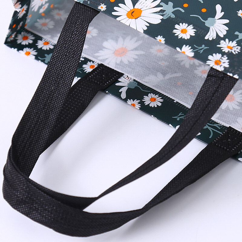 Little Daisy-bolsas de compras ecológicas con estampado, bolso plegable, reutilizable, de viaje, de almacenamiento para baño, no tejido
