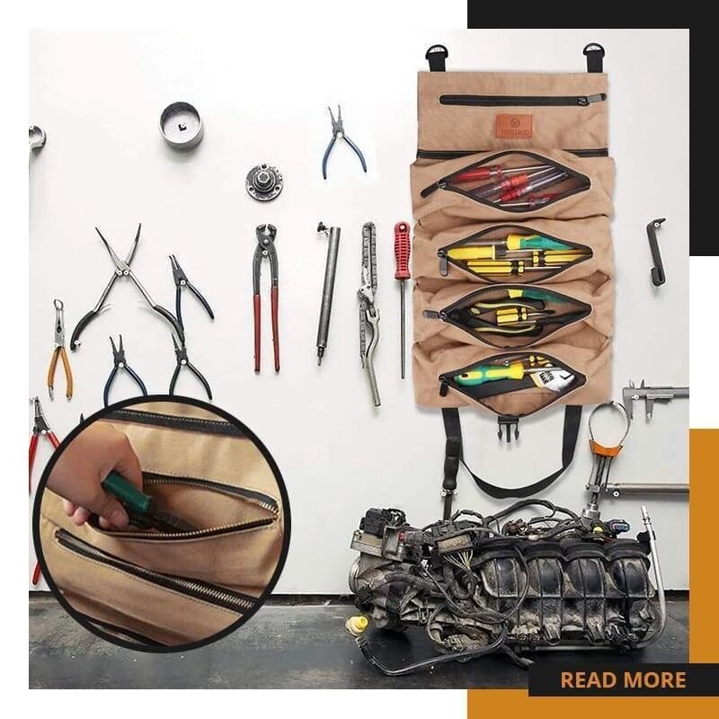 Rollo de herramientas multiusos, bolsa enrollable, bolsa de herramientas colgantes, bolso con cremallera, gran oferta