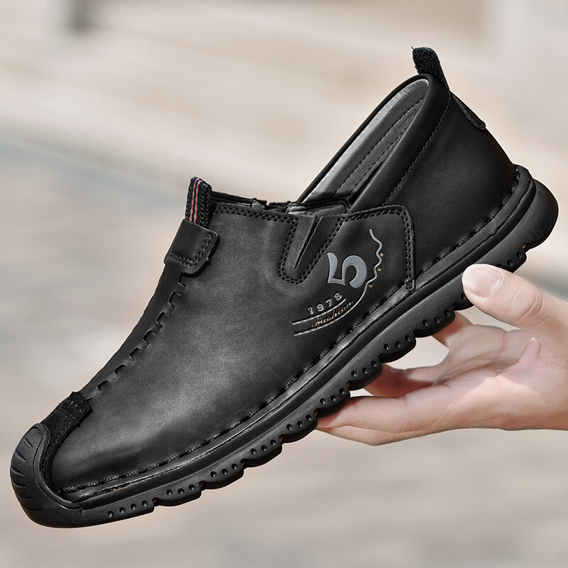 Sepatu Pria 2022 Sepatu Kasual Kulit Split Pantofel Pria Bertali Buatan Tangan Sepatu Jalan Nyaman Sepatu Mokasin Flat Pria Ukuran Besar