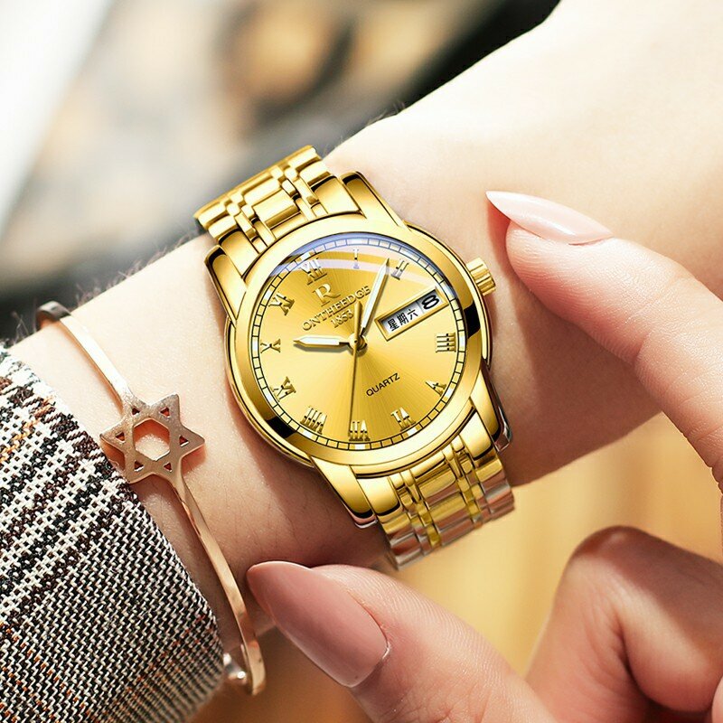 часы Ruizhiyuan Band Steel Watch Men's and Women's Genuine Quartz Watch Three-pin Business Non-Mechanical Watch