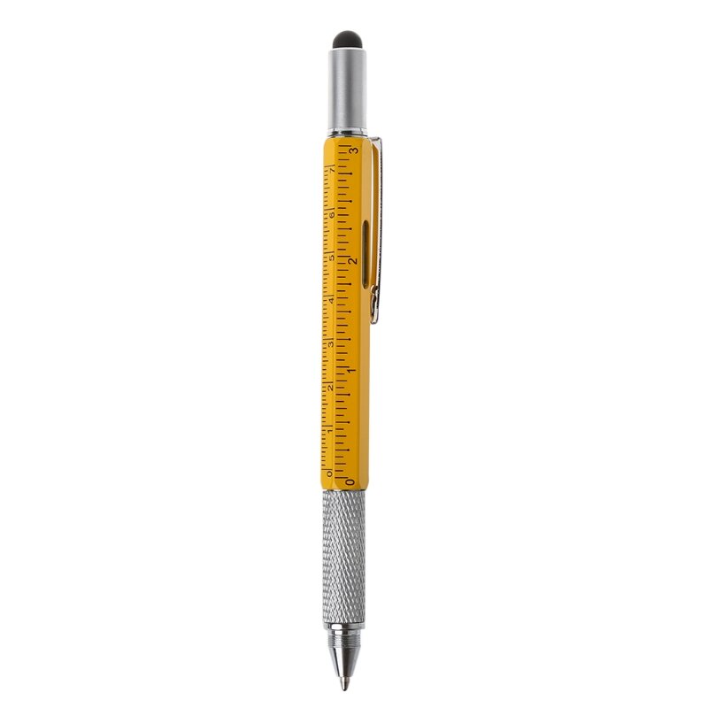 6 In 1 Metalen Pen Multifunctionele Tool Balpen Schroevendraaier Heerser Waterpas
