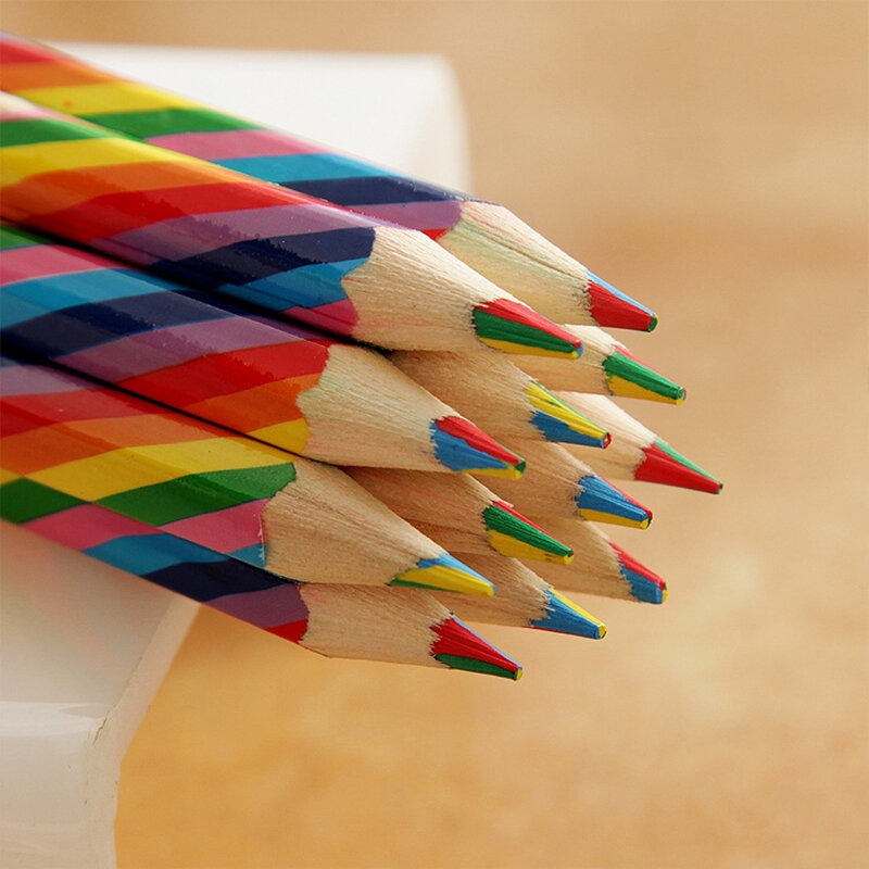 4 قطعة/الحزمة Kawaii 4 لون متحدة المركز قوس قزح قلم رصاص الطباشير الملونة مجموعة الفن اللوازم المدرسية لرسم الكتابة على الجدران الرسم