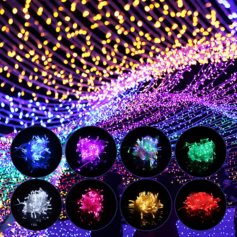 أضواء الشوارع Led سلسلة الجنية ضوء جارلاند شجرة عيد الميلاد حديقة المنزل حفل زفاف في الهواء الطلق هالوين ديكور الباحة الديكور