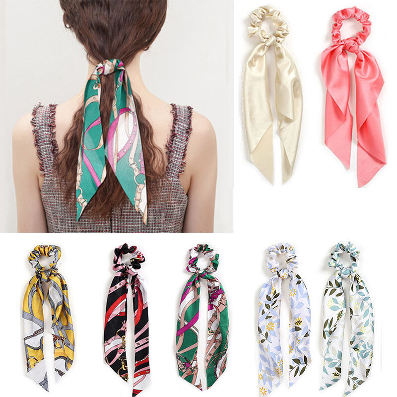 ファッションガール弓ゴムロープヘアネクタイヘアアクセサリーヘアバンドscrunchiesスカーフ甘い女性のための弾性