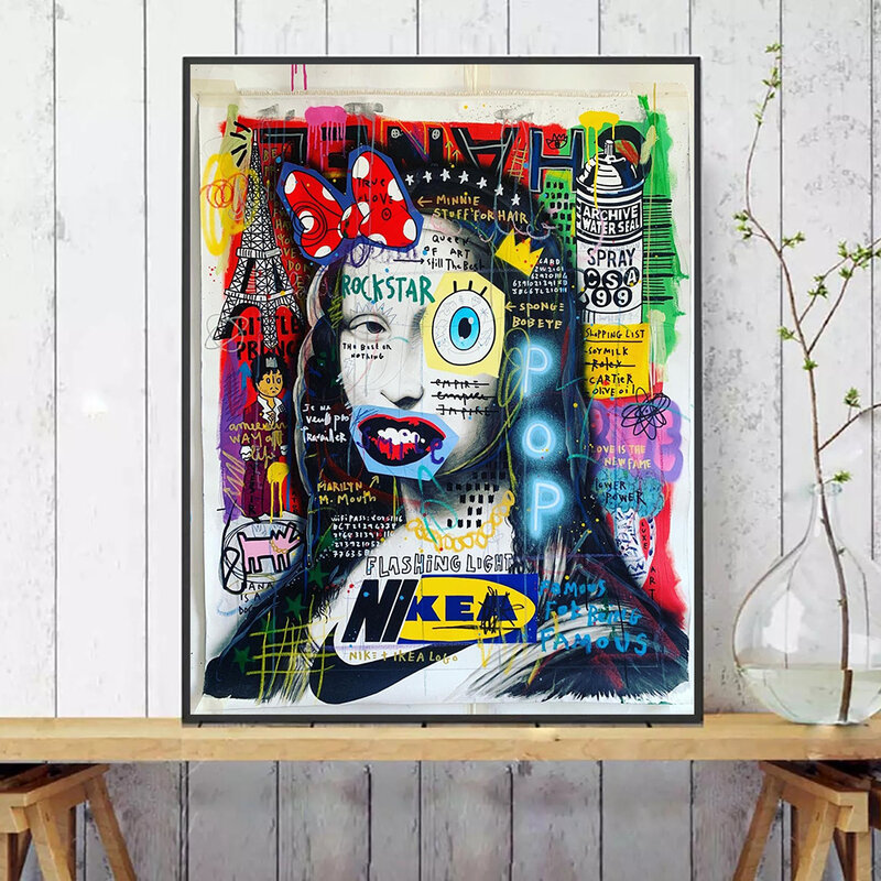 Graffiti Pop Art Mona Lisa Modern Canvas Painting Wall Art Posters and Prints Street Art Abstract Pictures For Living Room