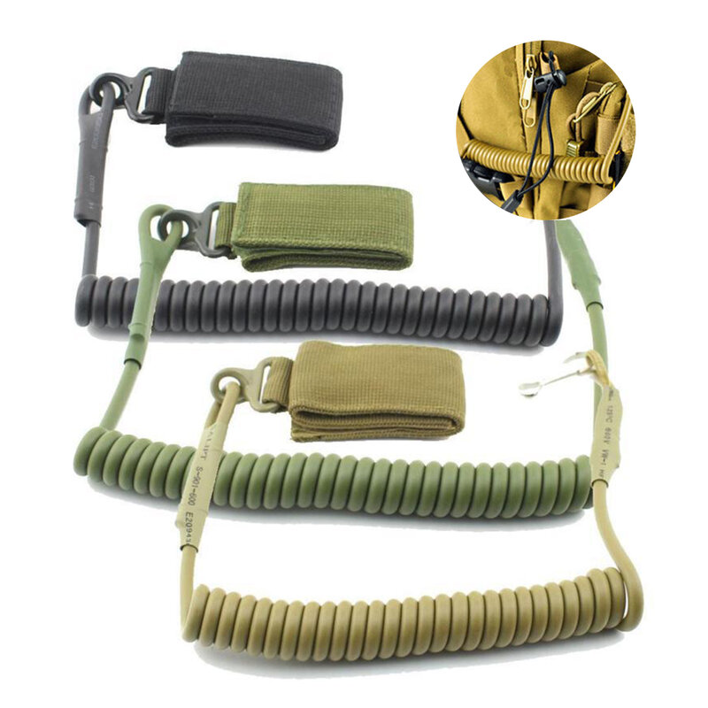 Molle Airsoft coil sling military elastic spring rope belt backpack lanyard strap bag hand shooting hunt pistol tool