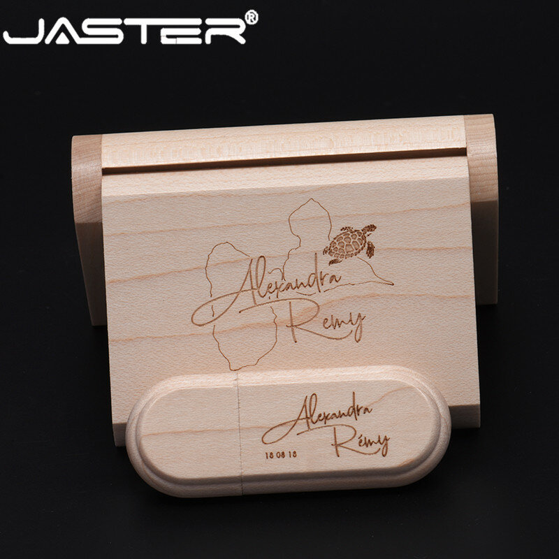 JASTER (darmowe własne logo)USB 2.0 napęd 4GB 8GB 16GB 32GB 64GB pendrive Usb pendrive drewno Usb + pudełko prezent ślubny