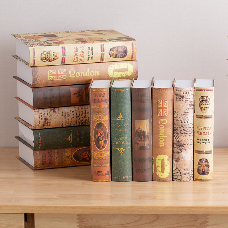 Retro europeu falso livro decoração estudo prop livros decoração sala de estar gabinete simulação livros acessórios presente decoração da sua casa