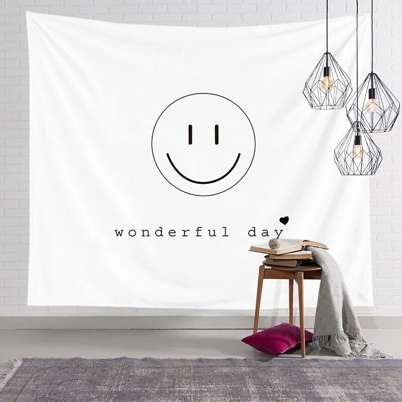 Nordic Peach Skin Tapestry Wall Hanging Cartoon coppie Smile Face Wall Tapestry Wall Carpet tovaglia