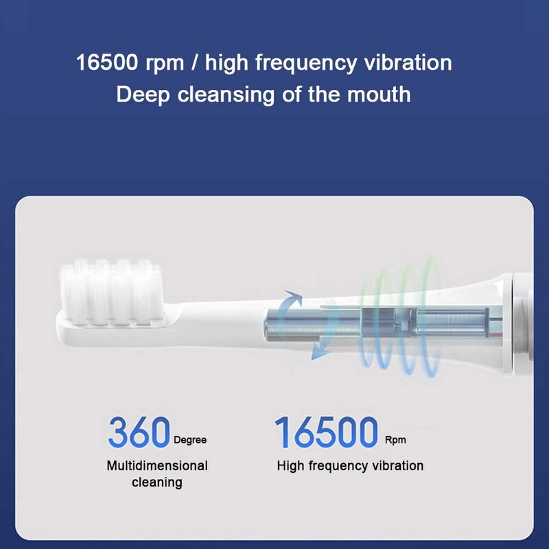 Escova de dentes elétrica sônica t100, escova inteligente colorida, recarregável por usb, ipx7, à prova d'água, para cabeça de escova de dentes ultra sônica