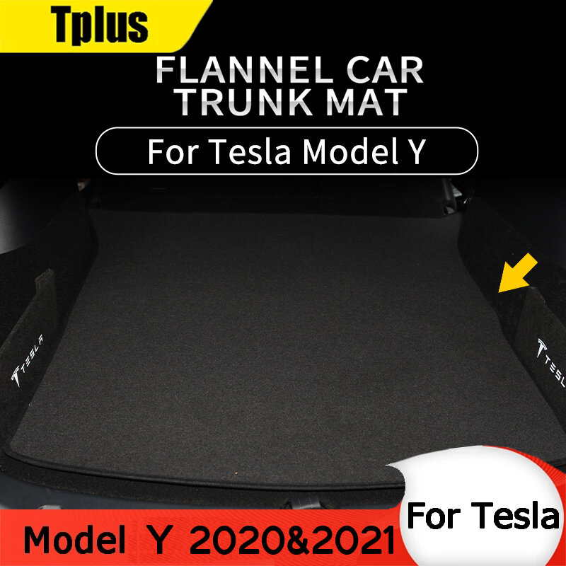 Tplus-alfombrilla suave para equipaje, accesorios para coche, para Tesla Model Y 2020-2021, alfombrillas delanteras Y traseras, fundas de franela de piel